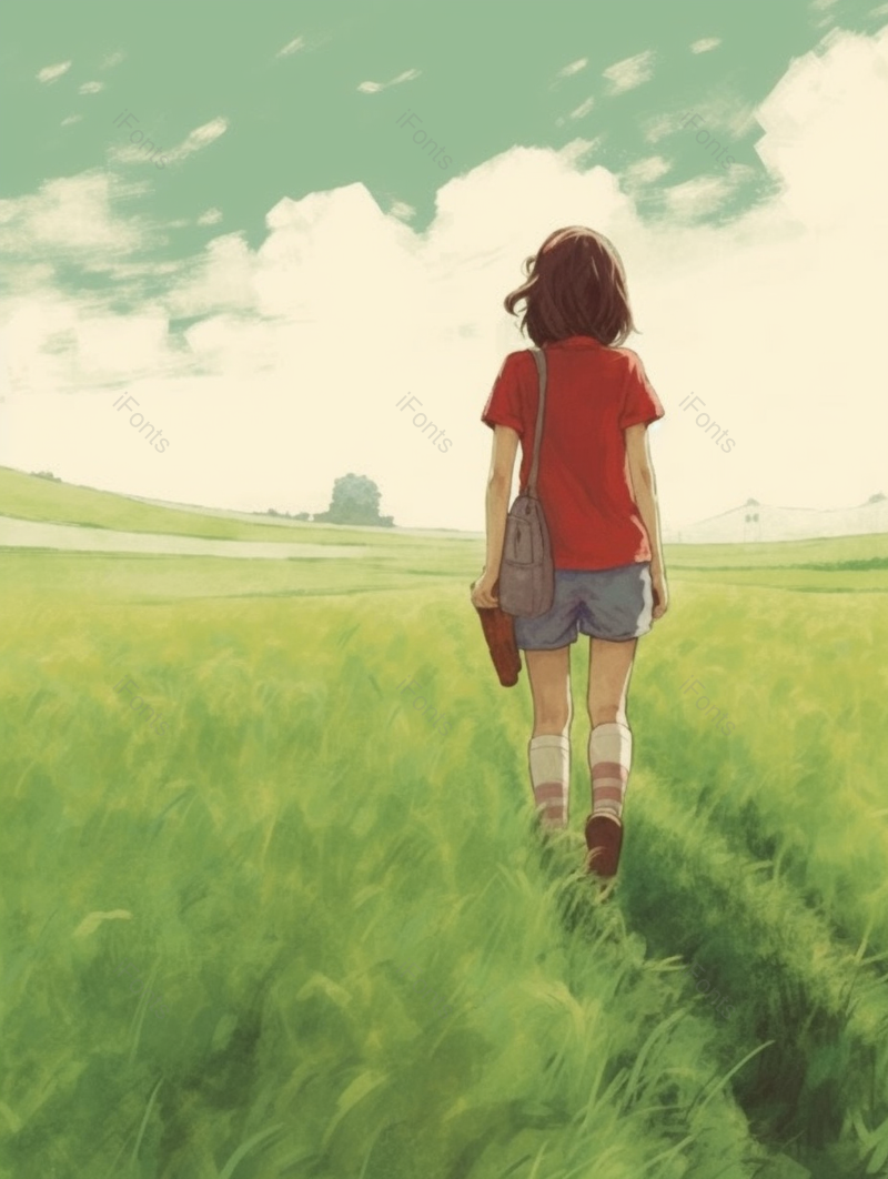 田野乡村小女孩插画背景,插画/手绘图,插画/手绘图库,插画/手绘图下载,插画/手绘